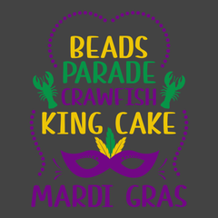 Beads Parade Crawfish King Cake Mardi Gras T-Shirt CHARCOAL