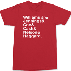 Country Music Names T-Shirt RED