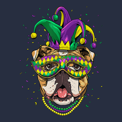 Mardi Gras Bulldog T-Shirt NAVY
