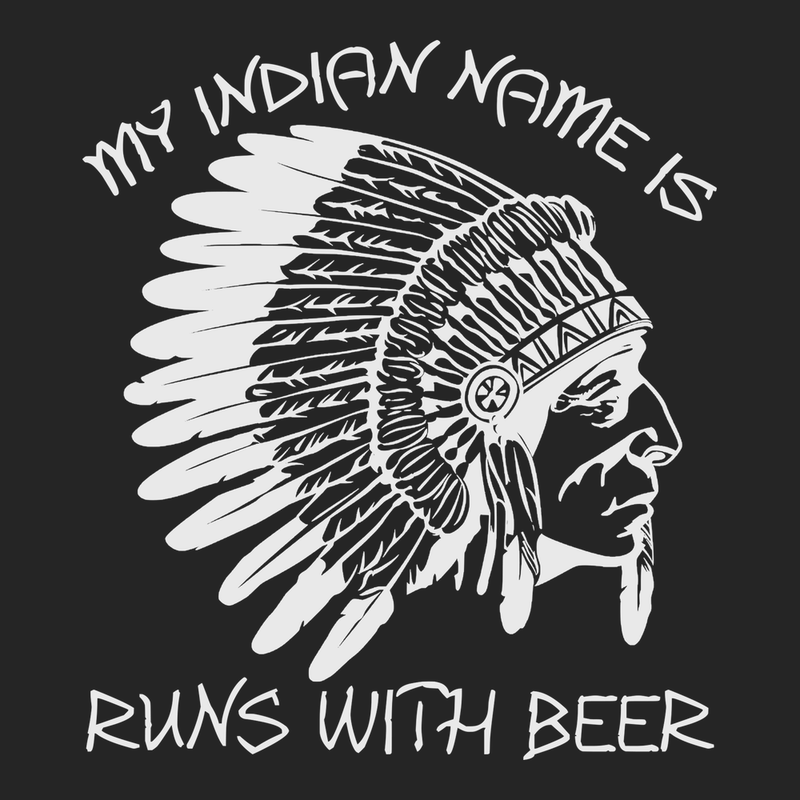 My Indian Name Is Runs With Beer T-Shirt BLACK
