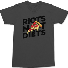 Riots Not Diets Pizza T-Shirt CHARCOAL