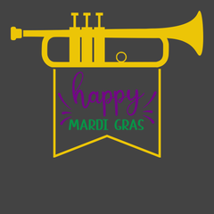 Trumpet Happy Mardi Gras T-Shirt CHARCOAL