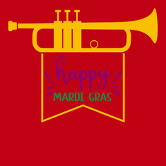 Trumpet Happy Mardi Gras T-Shirt RED