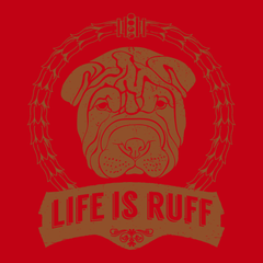 pit bull Life Is Ruff T-Shirt RED