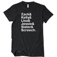 Saved By The Bell Names T-Shirt - Textual Tees