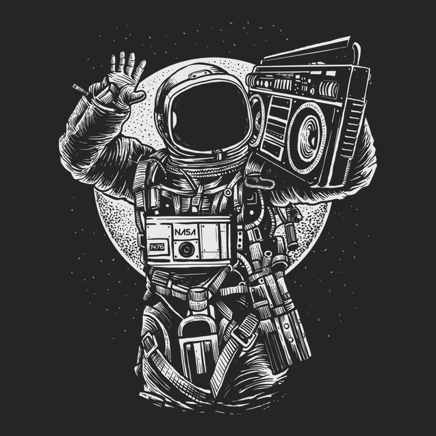 Astronaut Boombox T-Shirt BLACK