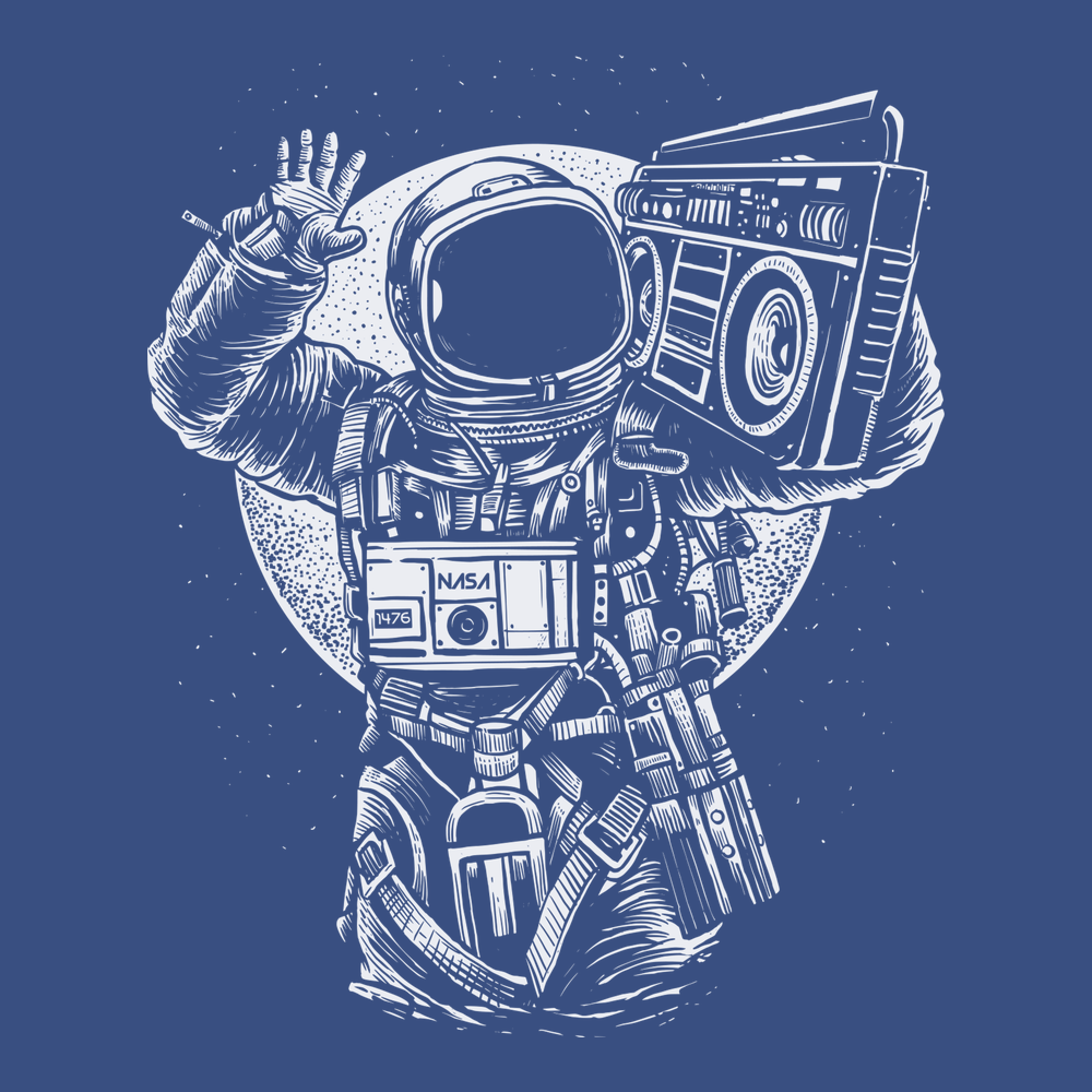Astronaut Boombox T-Shirt BLUE