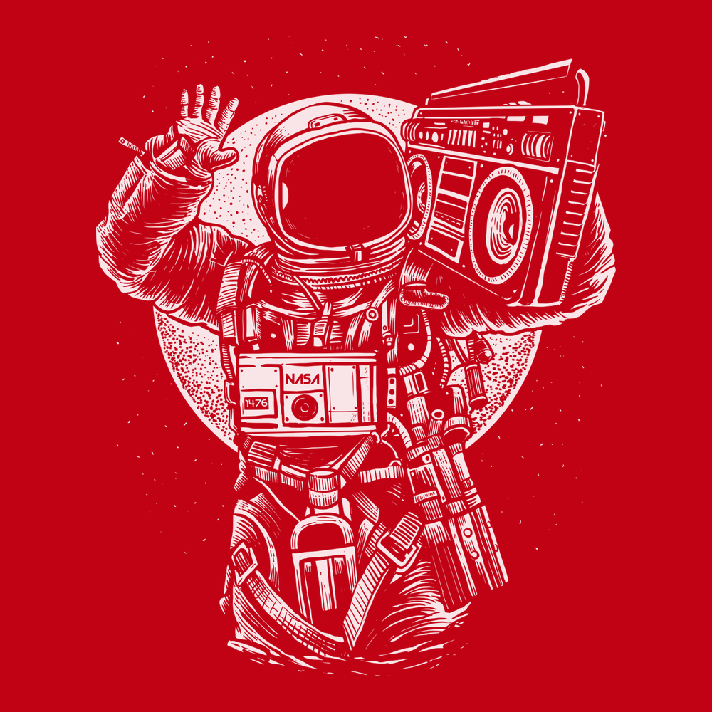 Astronaut Boombox T-Shirt RED