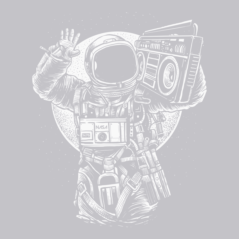 Astronaut Boombox T-Shirt SILVER