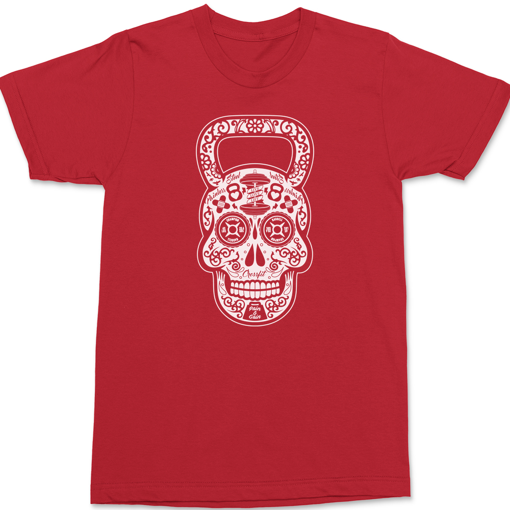 Barbell Skull T-Shirt RED