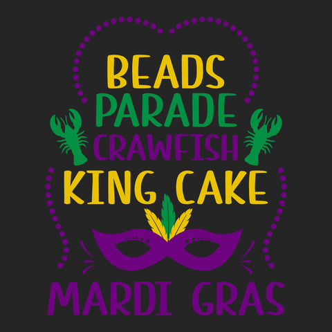 Beads Parade Crawfish King Cake Mardi Gras T-Shirt BLACK