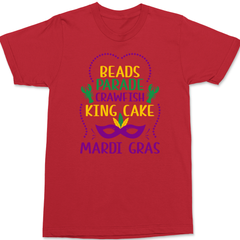 Beads Parade Crawfish King Cake Mardi Gras T-Shirt RED
