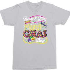 Beads and Bling It's A Mardi Gras Thing T-Shirt SILVER