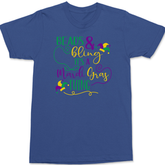 Beads and Bling It's a Mardi Gras Thing T-Shirt BLUE