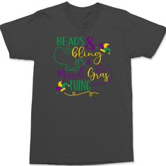 Beads and Bling It's a Mardi Gras Thing T-Shirt CHARCOAL