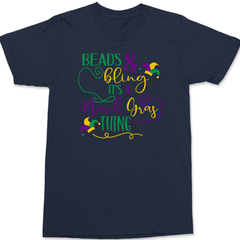 Beads and Bling It's a Mardi Gras Thing T-Shirt NAVY