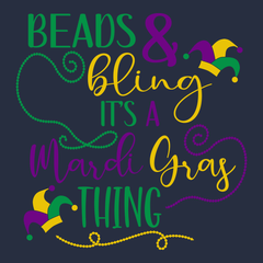 Beads and Bling It's a Mardi Gras Thing T-Shirt NAVY