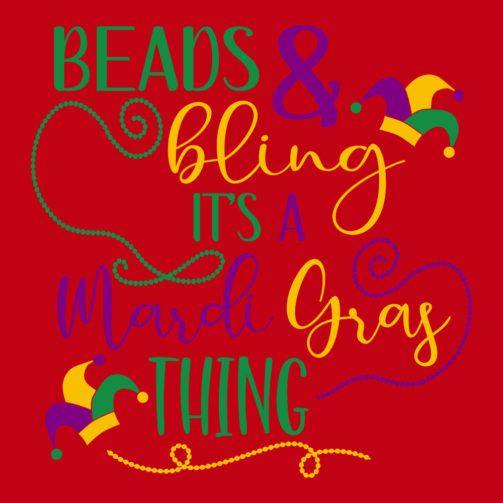 Beads and Bling It's a Mardi Gras Thing T-Shirt RED