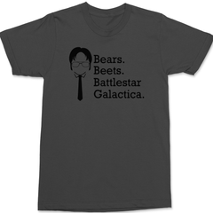 Bears Beets Battlestar Galactica T-Shirt CHARCOAL