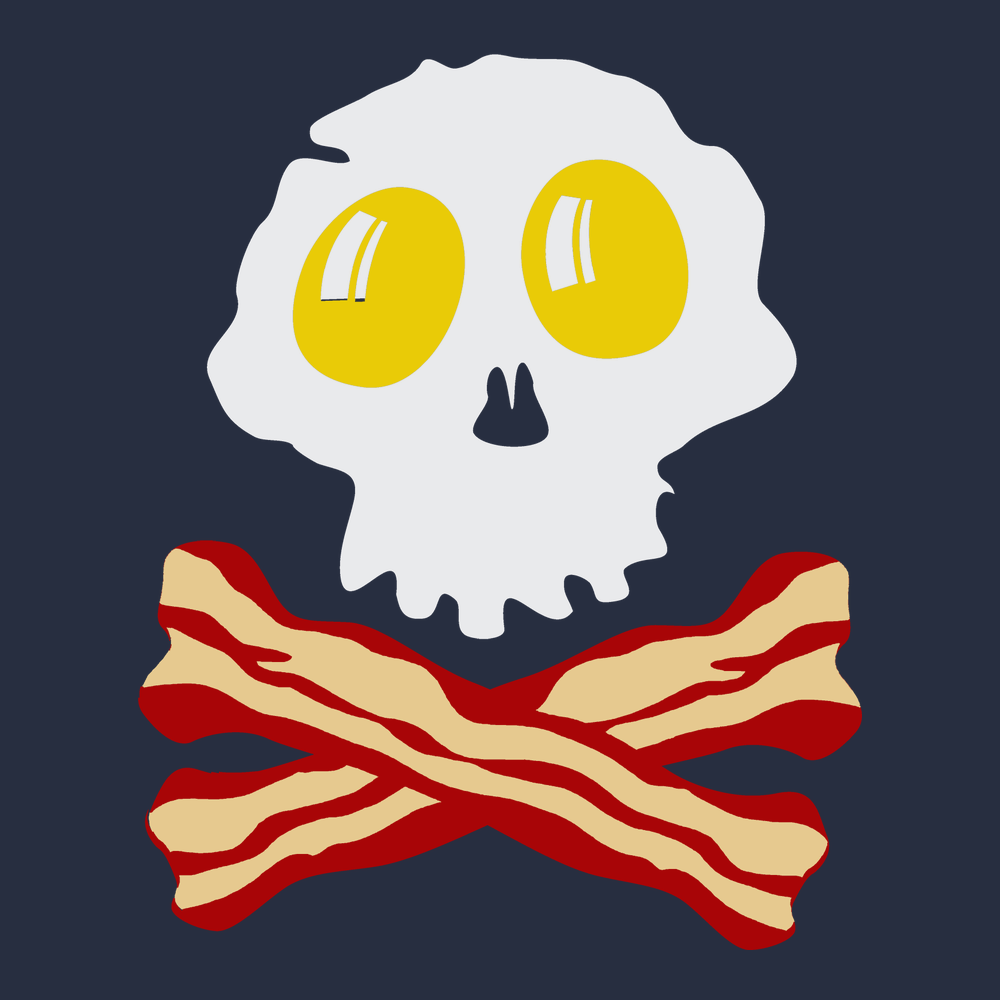 Breakfast Skull T-Shirt Navy