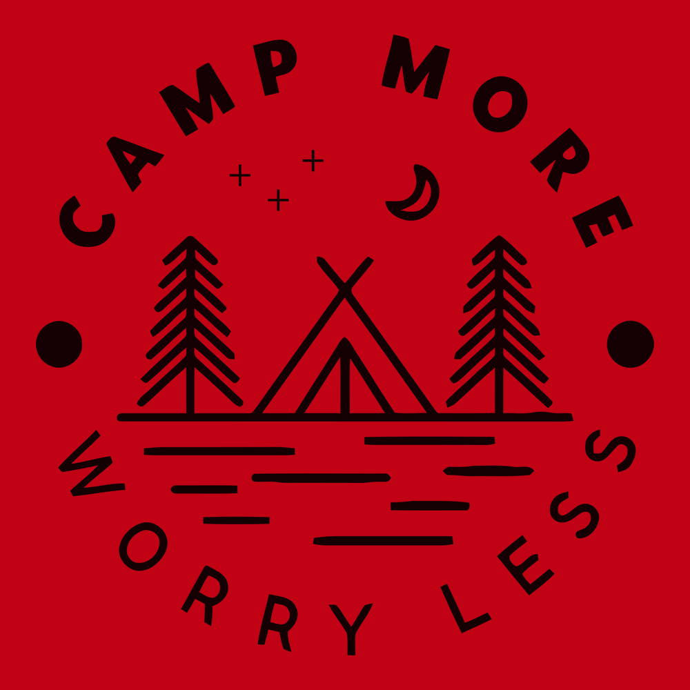 Camp More Worry Less T-Shirt RED