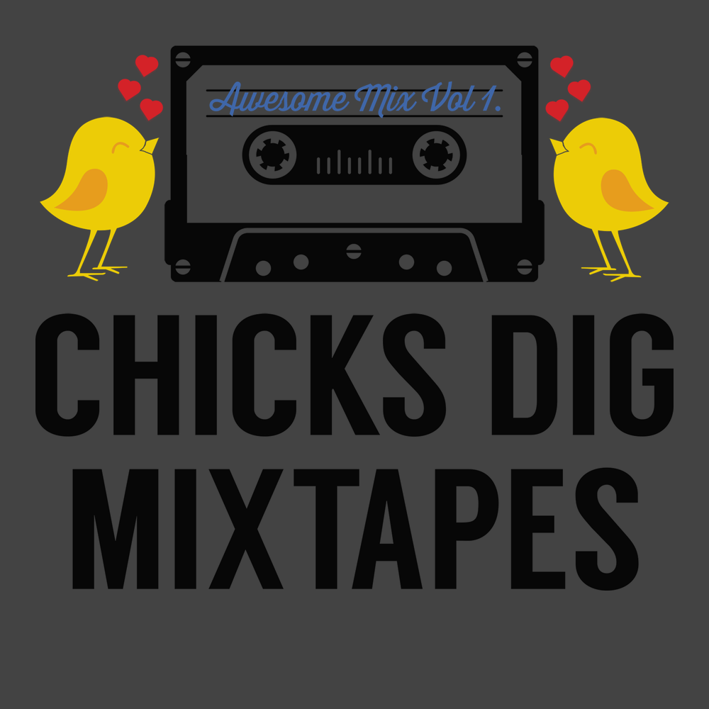 Chicks Dig Mixed Tapes T-Shirt CHARCOAL