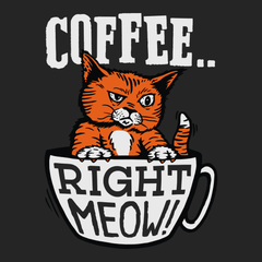Coffee Right Meow T-Shirt BLACK