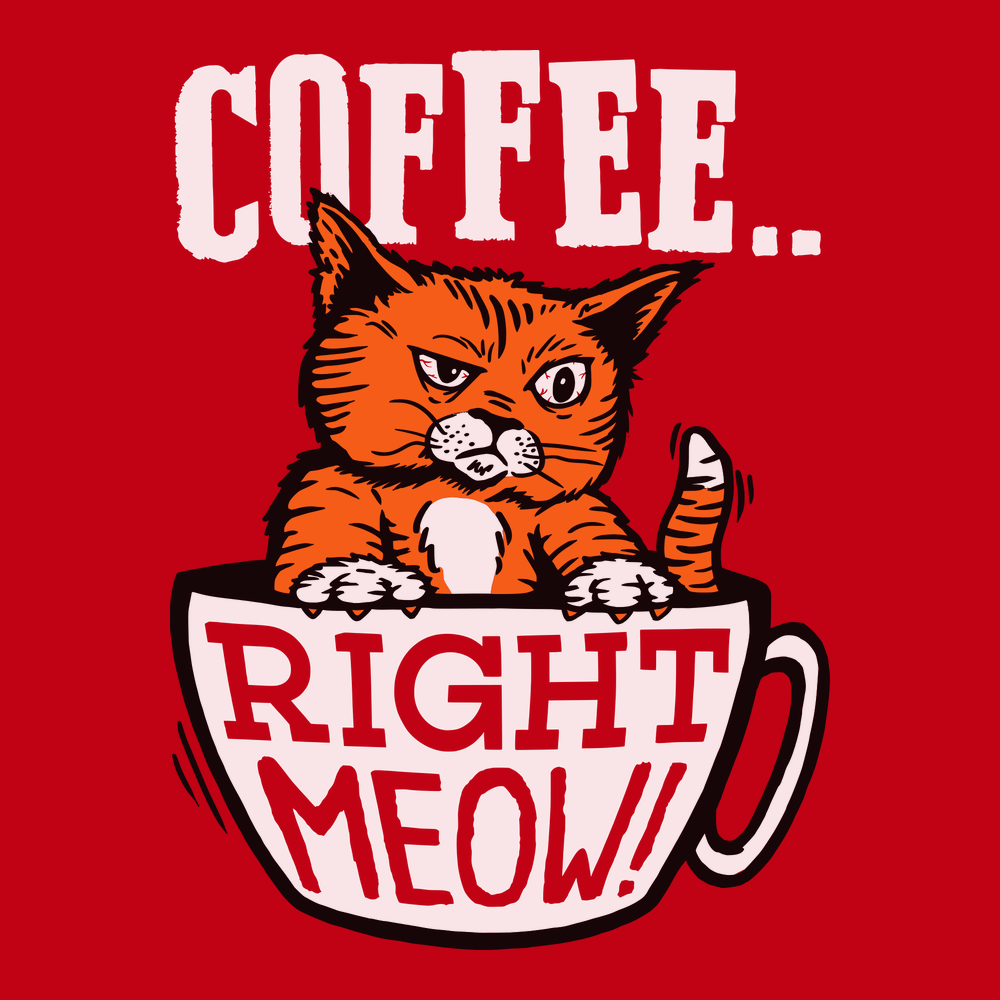 Coffee Right Meow T-Shirt RED