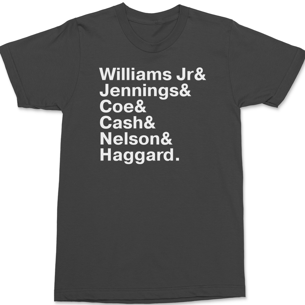 Country Music Names T-Shirt CHARCOAL