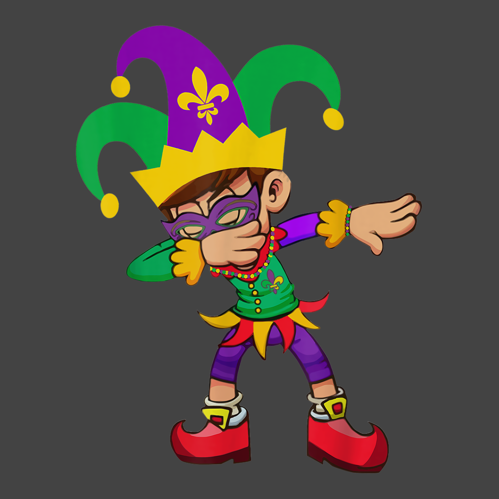 Dabbing Mardi Gras T-Shirt CHARCOAL