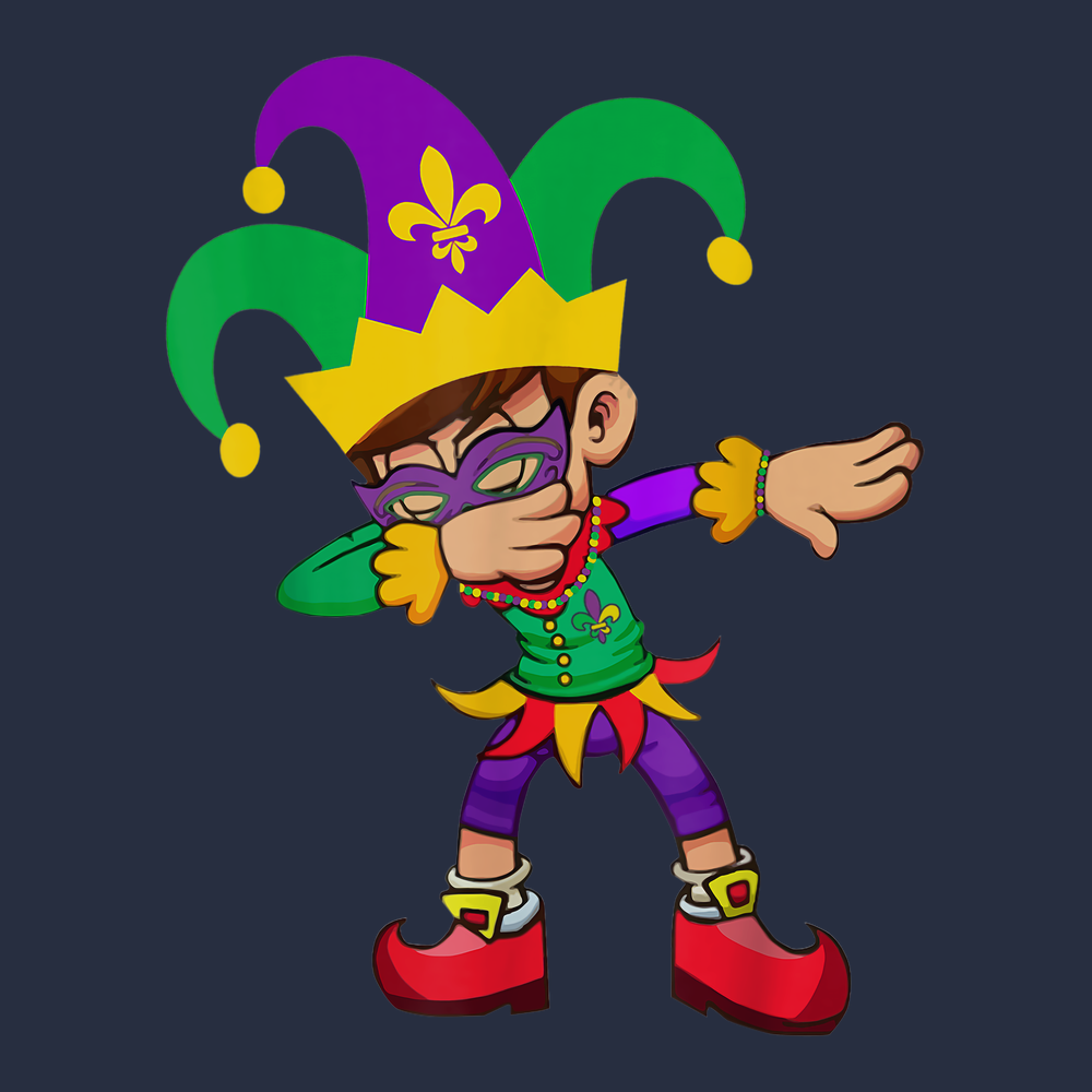 Dabbing Mardi Gras T-Shirt NAVY