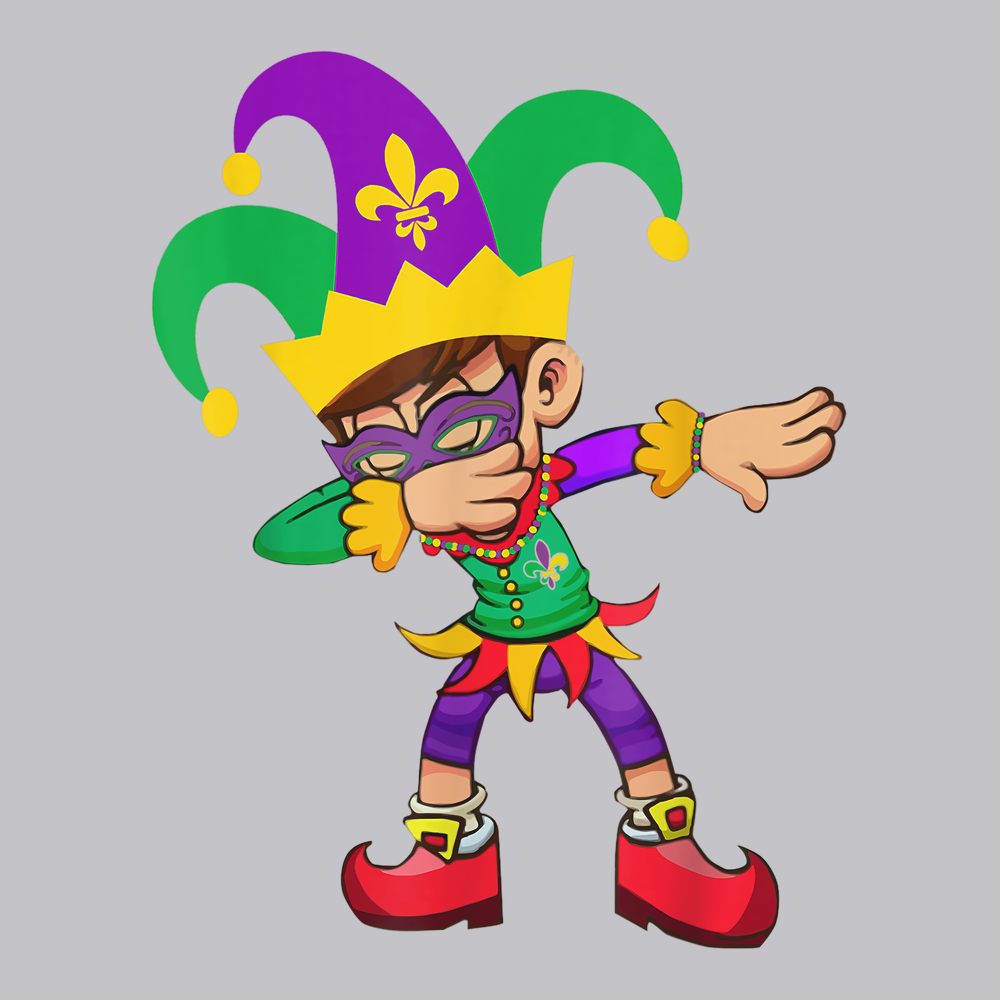 Dabbing Mardi Gras T-Shirt SILVER