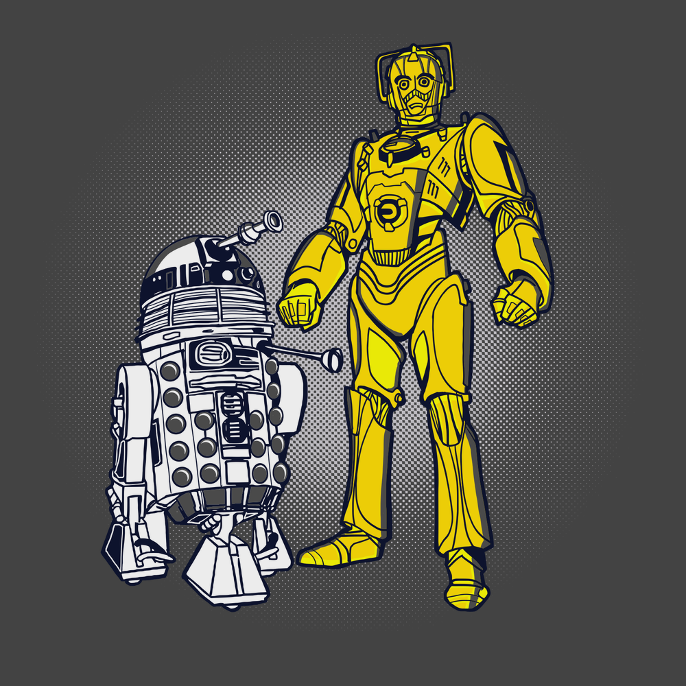 Dalek and Cyberman T-Shirt CHARCOAL