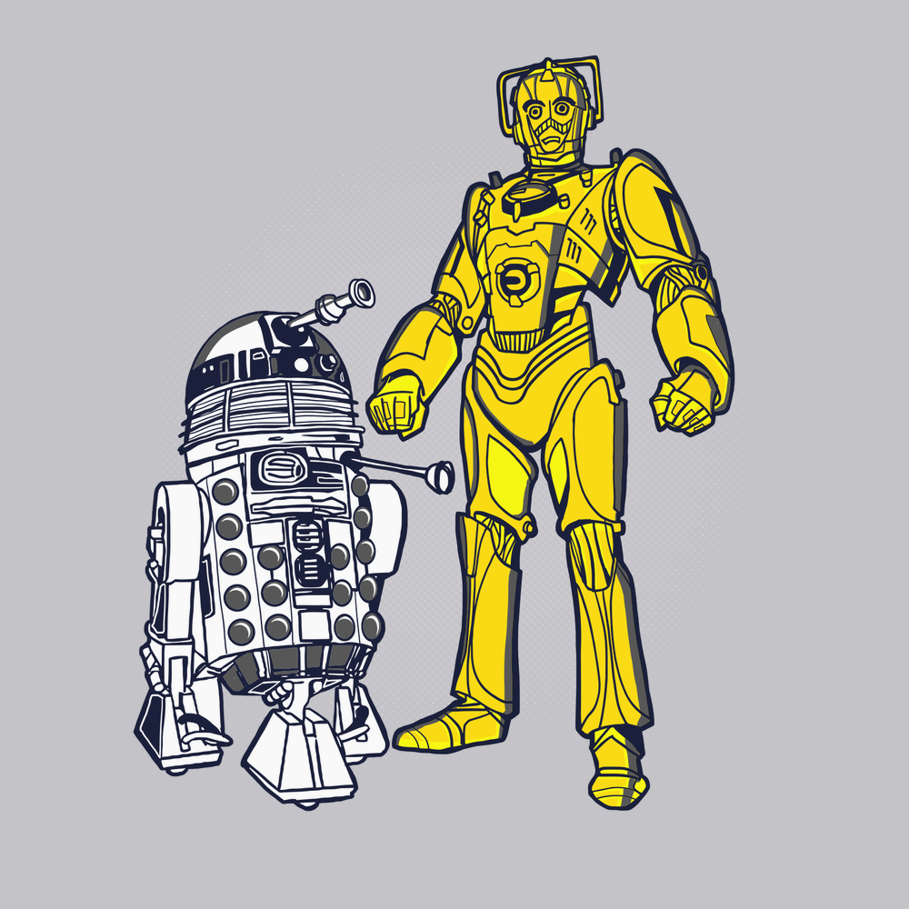 Dalek and Cyberman T-Shirt SILVER