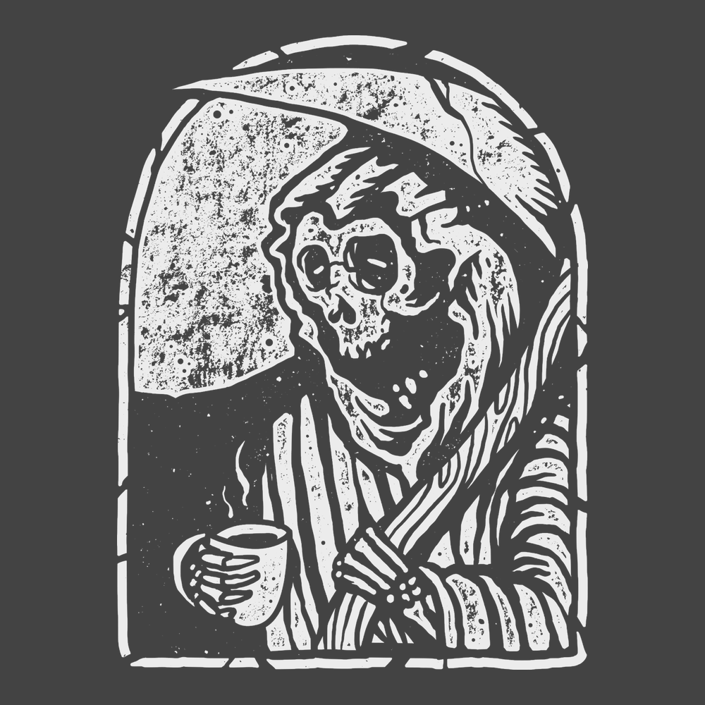 Death Prefers Decaf T-Shirt CHARCOAL