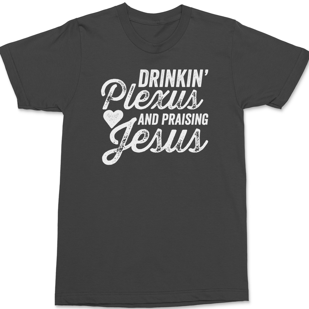 Drinkin Plexus and Praising Jesus T-Shirt CHARCOAL