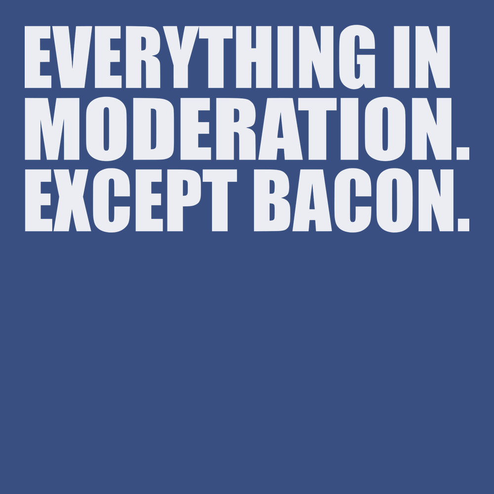 Everything In Moderation Except Bacon T-Shirt BLUE