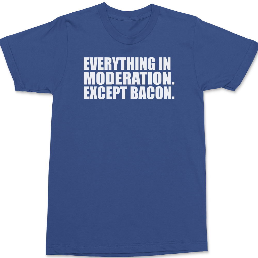 Everything In Moderation Except Bacon T-Shirt BLUE