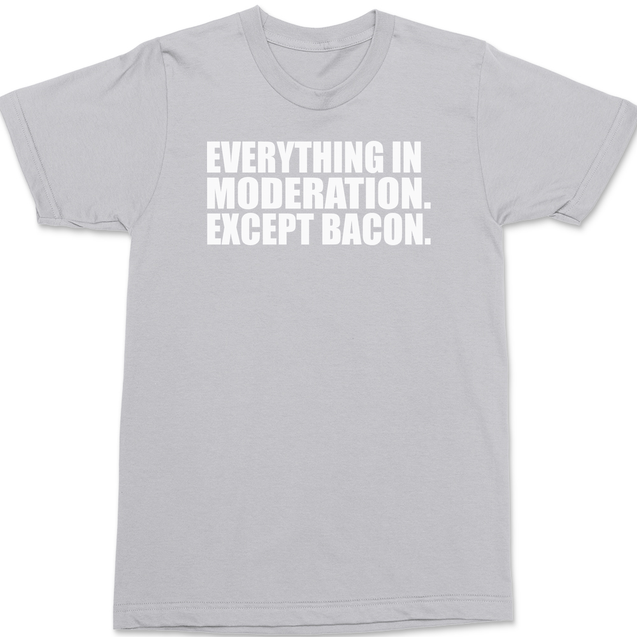 Everything In Moderation Except Bacon T-Shirt SILVER