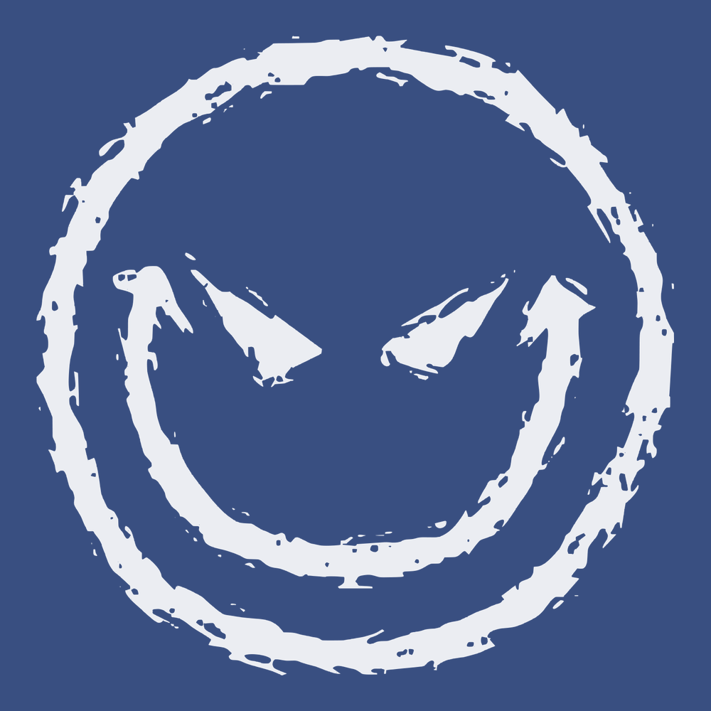 Evil Smiley Face T-Shirt BLUE