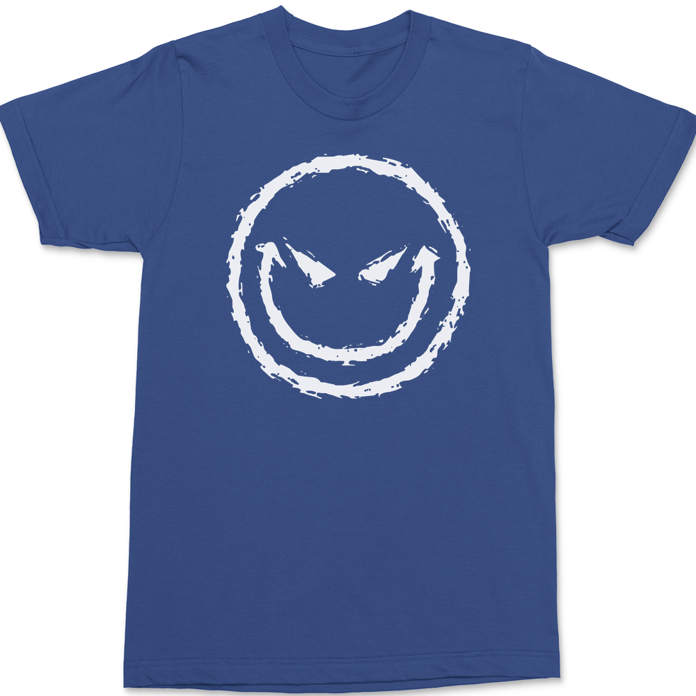 Evil Smiley Face T-Shirt BLUE