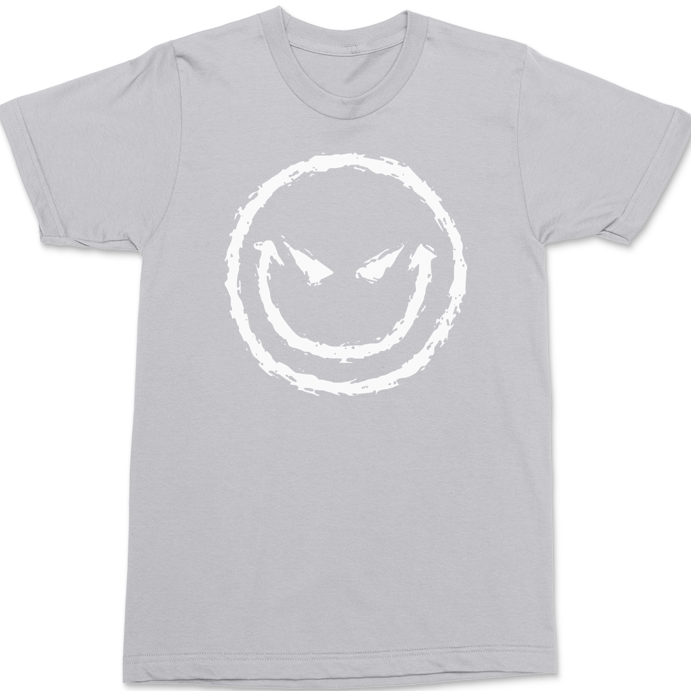Evil Smiley Face T-Shirt SILVER