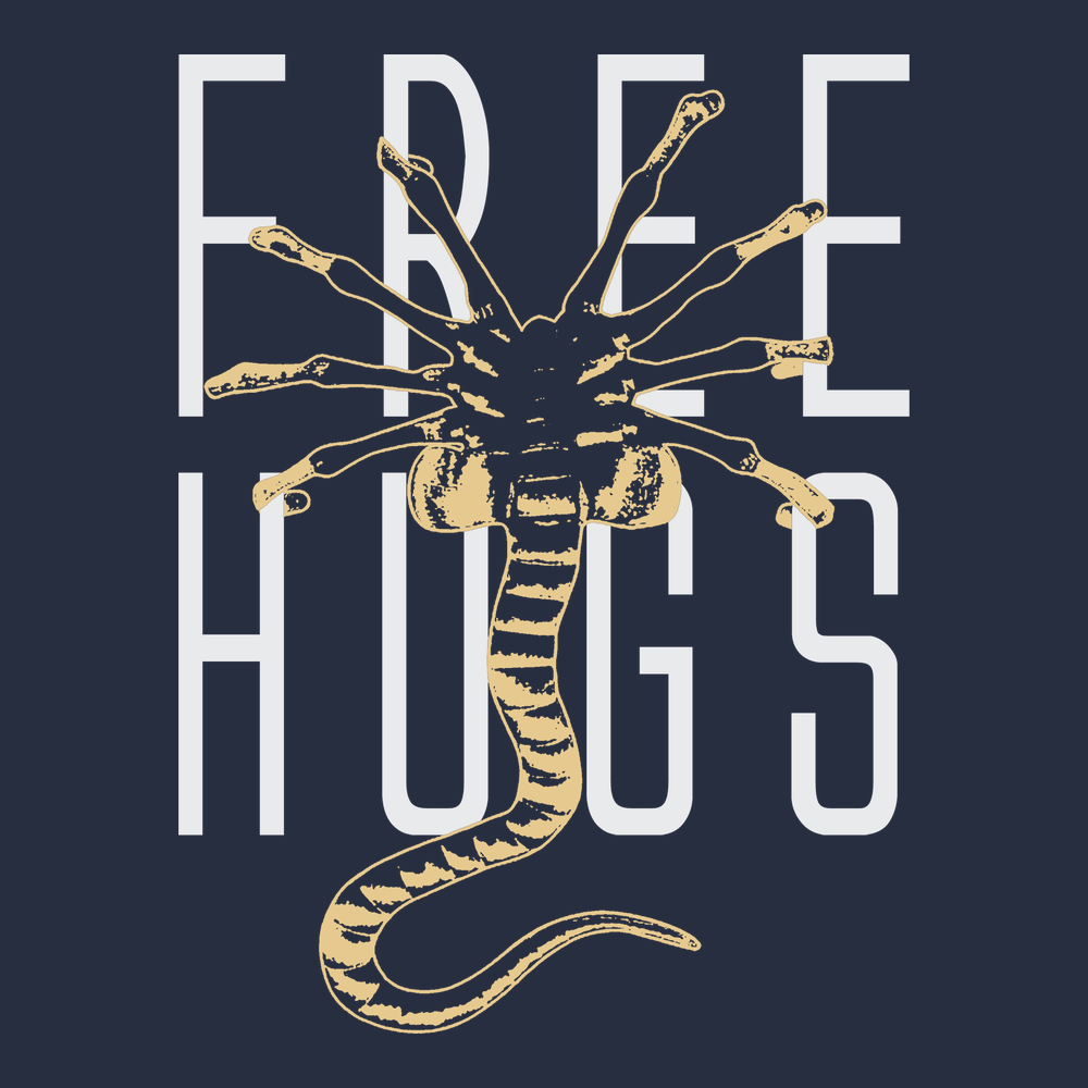 Face hugger Free Hugs T-Shirt Navy