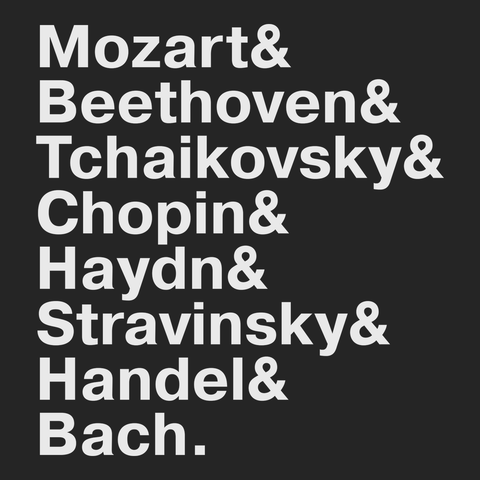 Famous Classical Composers Names T-Shirt BLACK