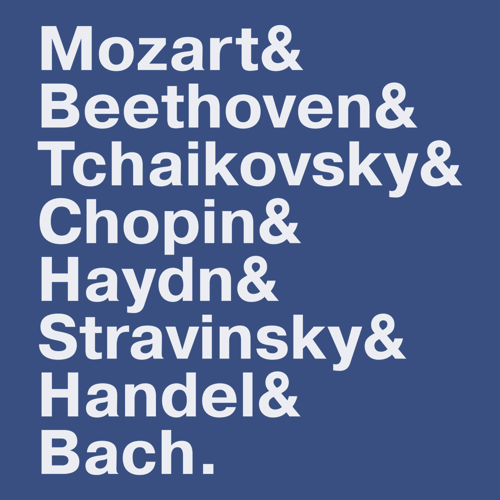 Famous Classical Composers Names T-Shirt BLUE
