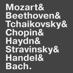 Famous Classical Composers Names T-Shirt CHARCOAL