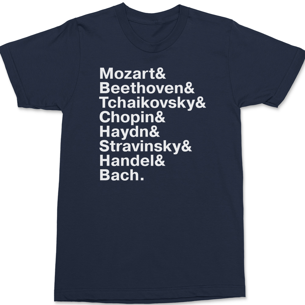 Famous Classical Composers Names T-Shirt NAVY