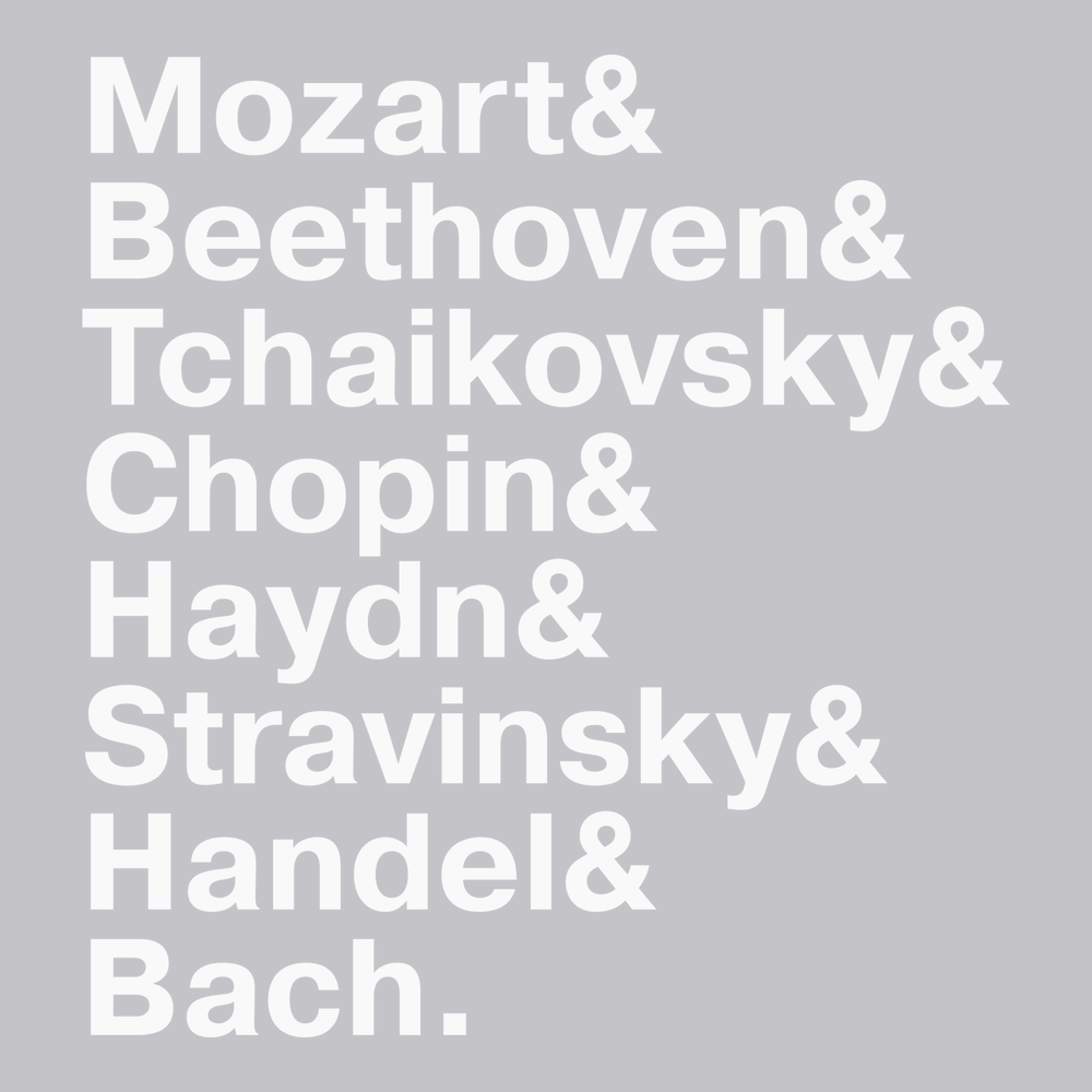 Famous Classical Composers Names T-Shirt SILVER