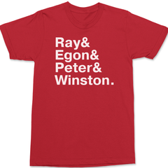 Ghostbusters Names T-Shirt RED