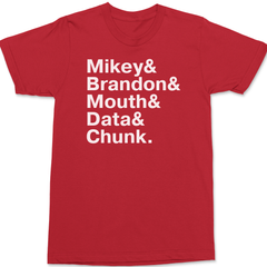 Goonies Names T-Shirt RED